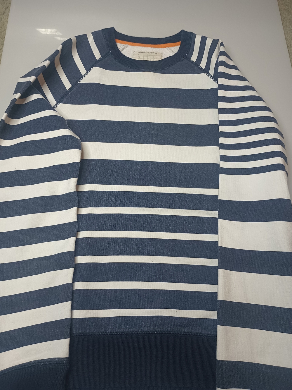 Ian Hundley x Jack Spade Navy and White Striped Crewneck Sweater